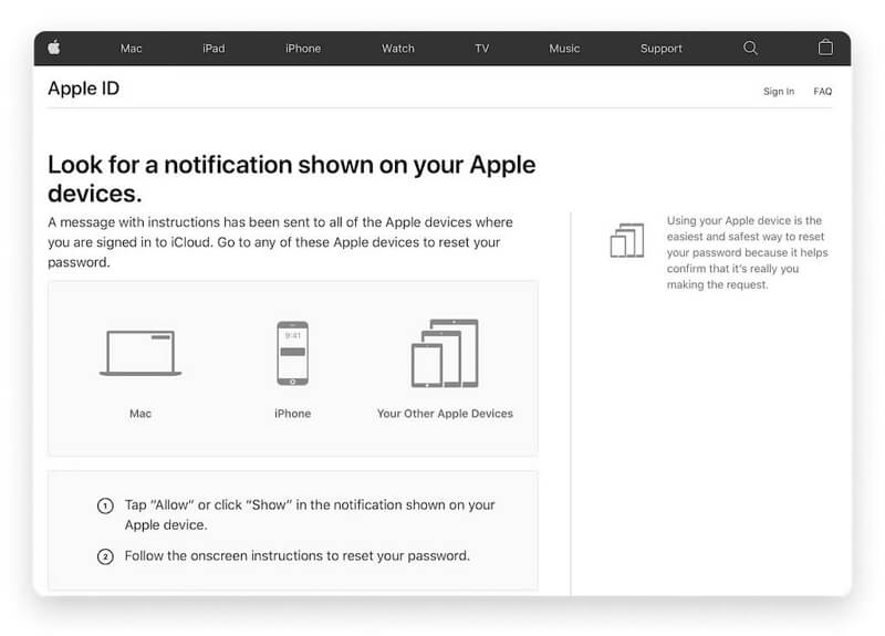receive a notification | Change iCloud Password