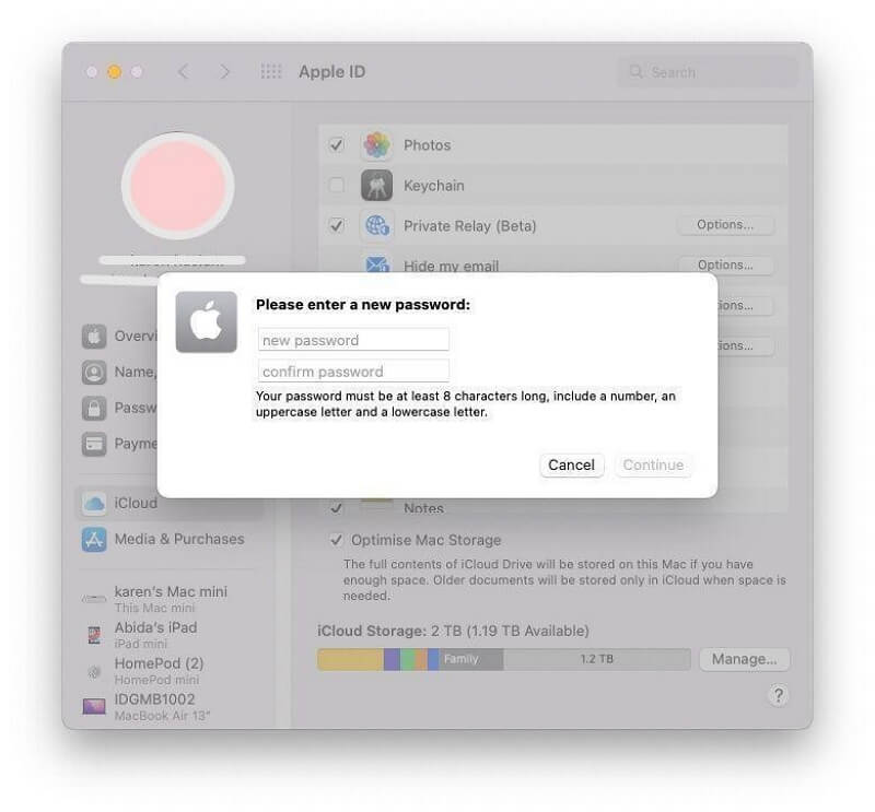 enter a new password for your iCloud account | Change iCloud Password