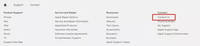 お問い合わせ]をクリック｜iPhoneの所有者ロックを解除する
