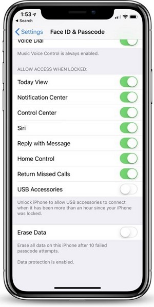 Disable USB Restricted Mode with Passcode