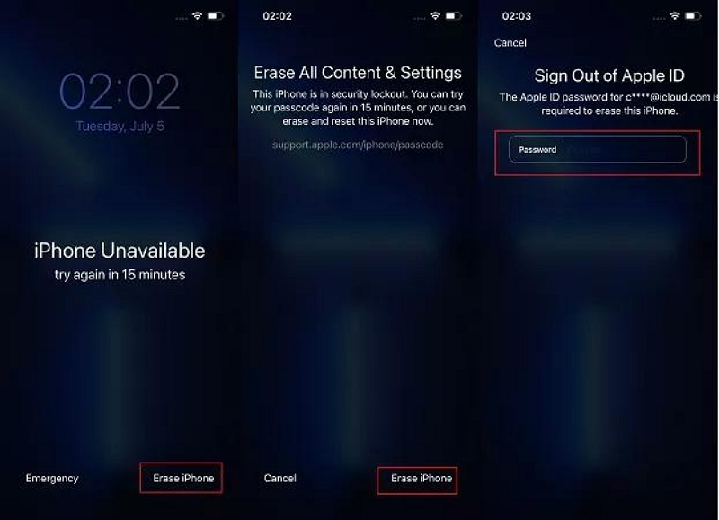 use Erase iPhone on lock screen | How Many Attempts to Unlock iPhone