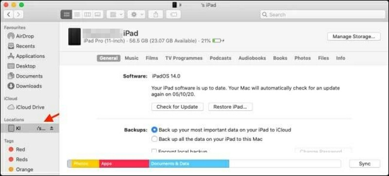 iPadアイコンをクリック | iPadが無効です iTunesに接続