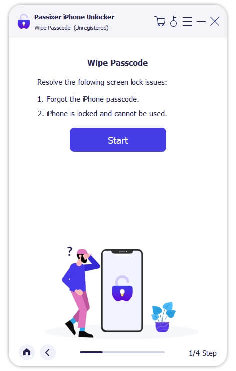 Start Wipe Passcode | Megafone iPhone Unlocker