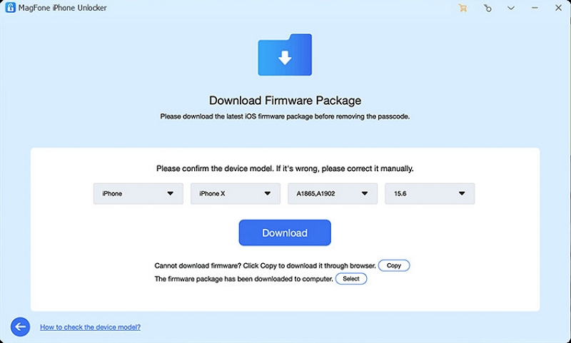 Confirm the information | MagFone iPhone Unlocker