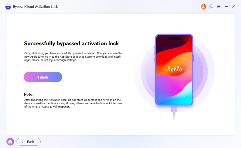 iCloud Activation Lock bypass completed