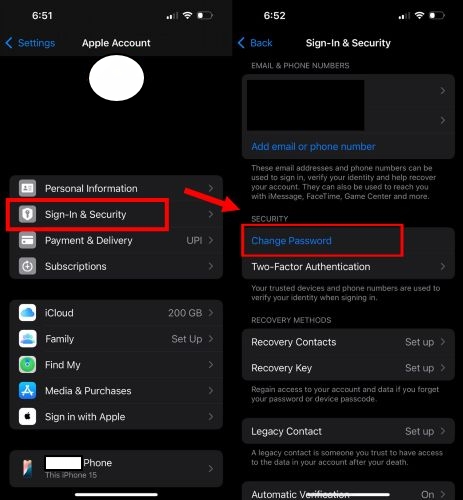 tap your name | appleid.apple.com Reset Password