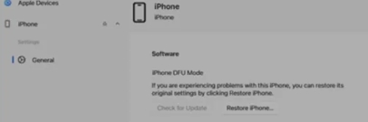 Apple Devices app | iPhone Unavailable No Erase Option