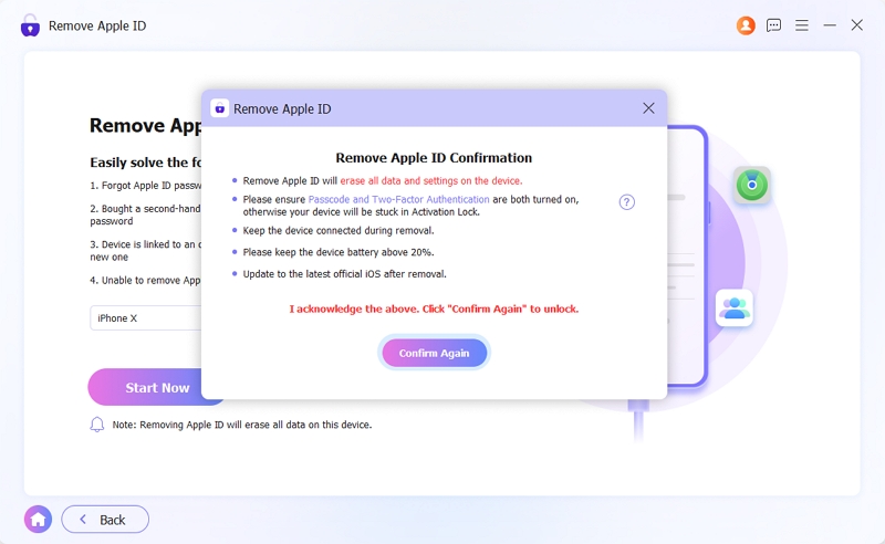 PassixerでApple ID削除モードを選択