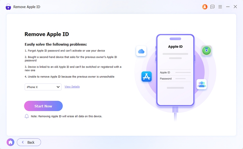 PassixerでApple ID削除モードを選択