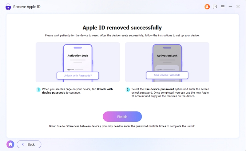 PassixerでApple ID削除モードを選択