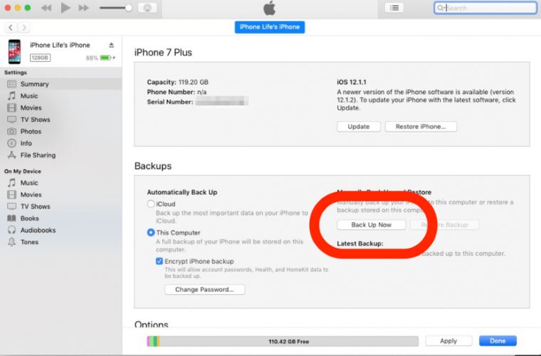 create iTunes backup | Screen Time Removers
