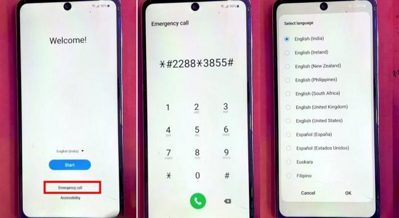 Use Emergency Dialer Codes | samsung frp bypass tool