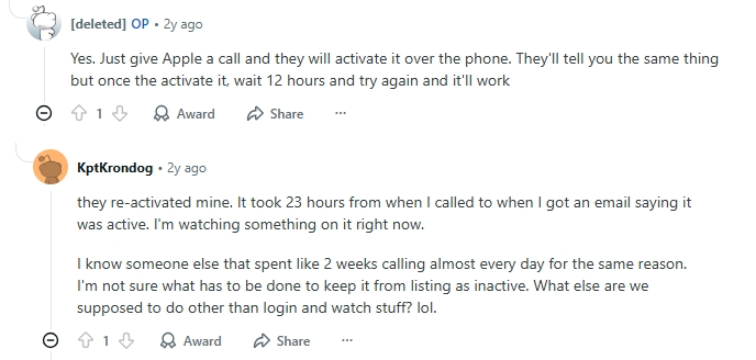 reactivation time | Apple ID Not Active