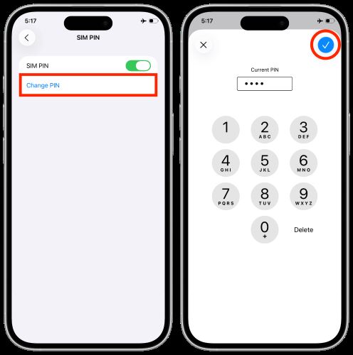 tap Change PIN | Find or Change SIM PIN on iPhone