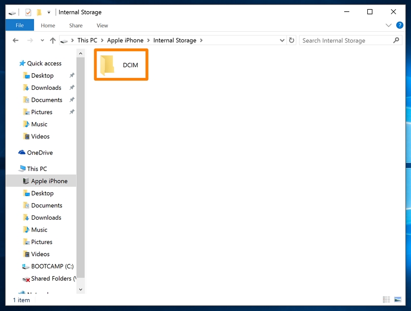 Navigate to the DCIM folder | recover photos from a broken iphone