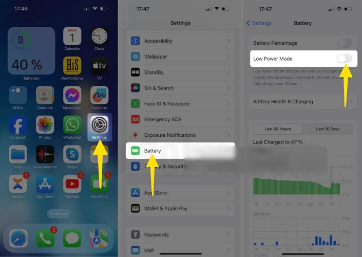 Low Power Mode off | Turn Off Auto-Lock iPhone