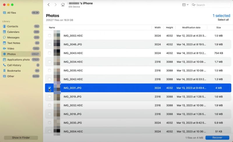 show only deleted files | Disk Drill iPhone Recovery
