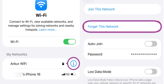 select Forget this Network | dns bypass activation lock