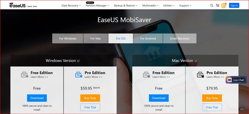 EaseUS MobiSaver | free iphone data recovery software