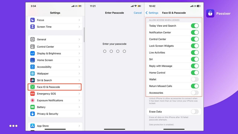 enable Erase Data | iphone unavailable