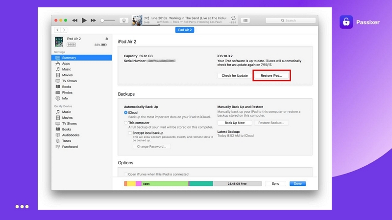 restore the system | forgot iPad password