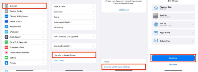 factory reset iPhone in Settings | Unlock Apple ID