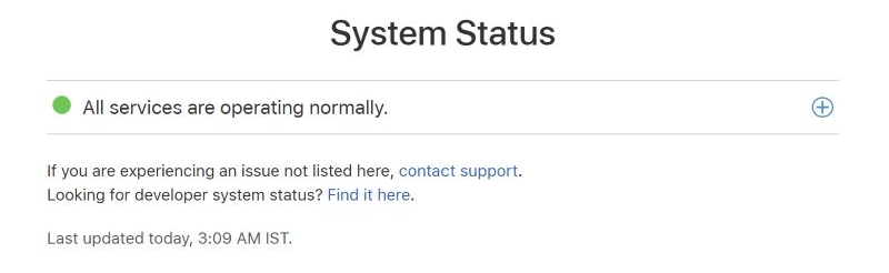 Apple system status | Recover Contacts from iCloud to iPhone