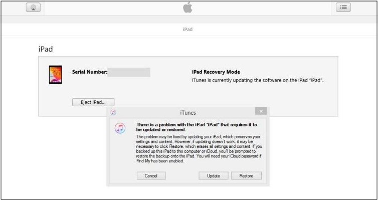 choose Restore | iPad Stuck in Boot Loop