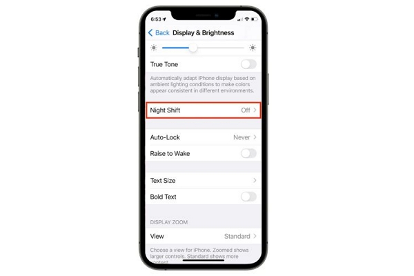 toggle off Scheduled | iPhone Red Screen