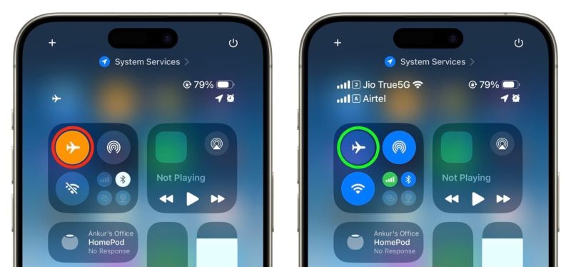 tap Airplane icon | iPhone Stuck in SOS Mode