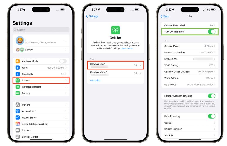 enable Turn On This Line | iPhone Stuck in SOS Mode