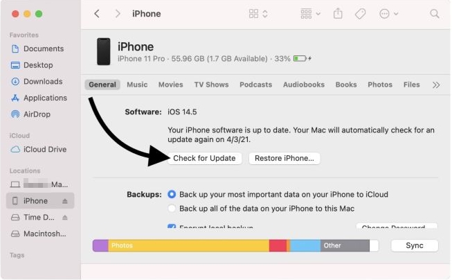 click Check for Update | Unable to Check for Update iPhone