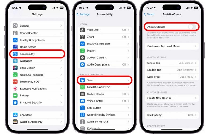 toggle off AssistiveTouch | Remove White Spot on iPhone Screen