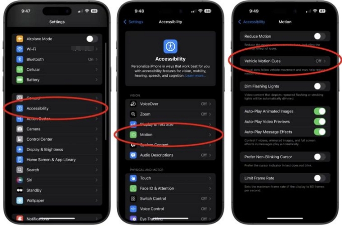 turn off Show Vehicle Motion Cues | Remove White Spot on iPhone Screen