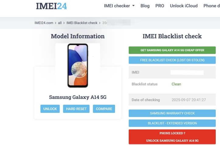click Check | IMEI24