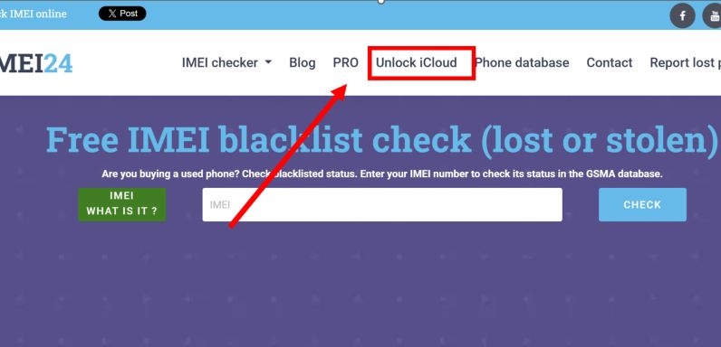 choose Unlock iCloud | IMEI24
