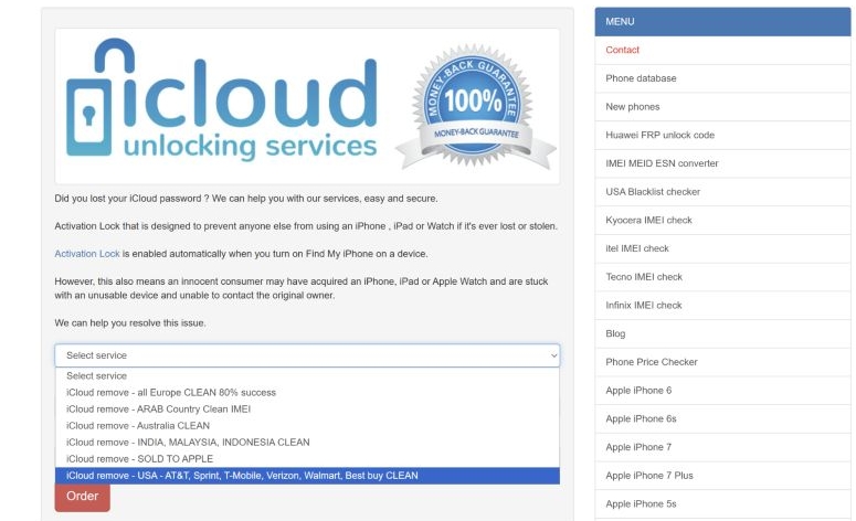 click Select service | IMEI24