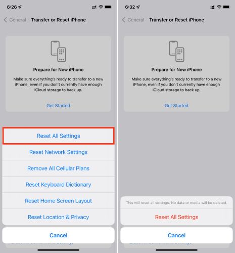 tap Reset All Settings | iPhone Grey Screen