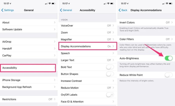 disable Auto-Brightness | iPhone Grey Screen
