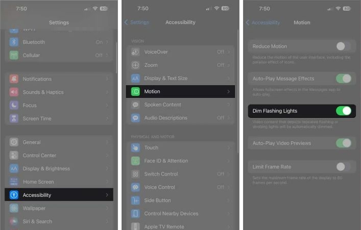turn off Dim Flashing Lights | iPhone Grey Screen