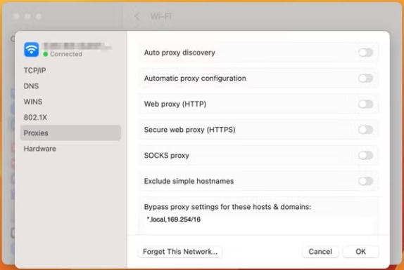 disable PROXY Mac | Fix Error Connecting to Apple ID Server