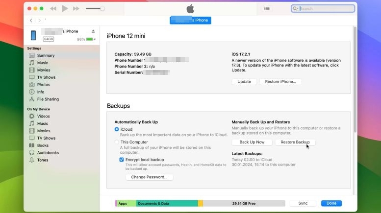 click Restore Backup | Recover Deleted Photos from iPhone