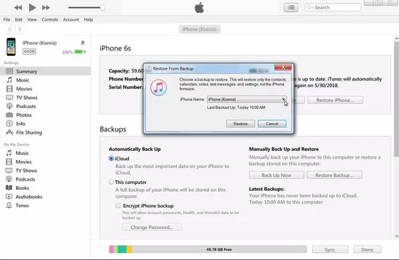 Choose a backup | recover deleted imeaasges iphone