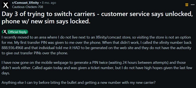 stuck without service | xfinity iphone sim unlock