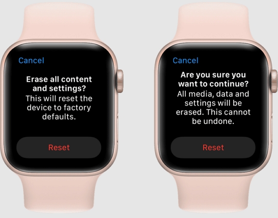 tap Reset on Apple Watch | Remove Previous Owner Apple ID