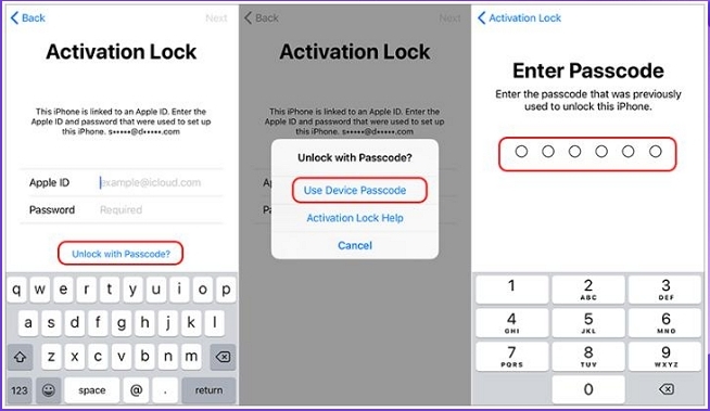 enter screen passcode | Unlock Apple ID