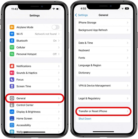 choose Transfer or Reset iPhone | Sign Out Is Not Available Due to Restrictions
