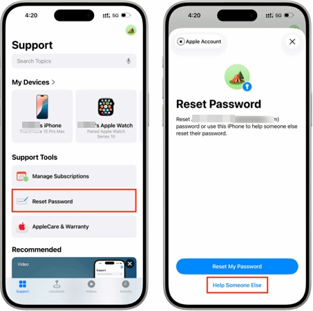 hit Help Someone Else | Forgot Apple ID Password