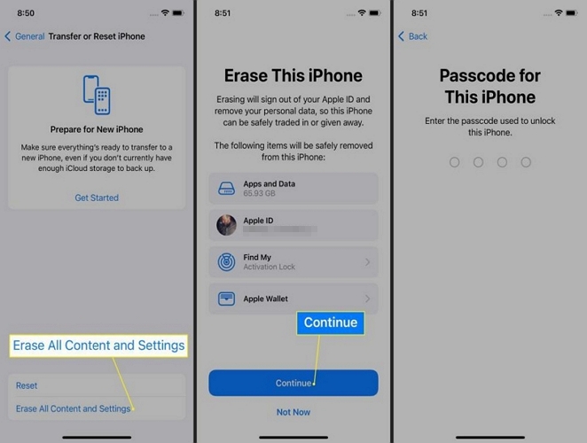 tap Erase All Content and Settings | iPhone Grey Screen
