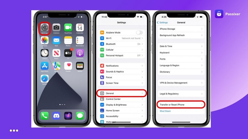 choose Transfer or Reset iPhone | Sign Out of Apple ID